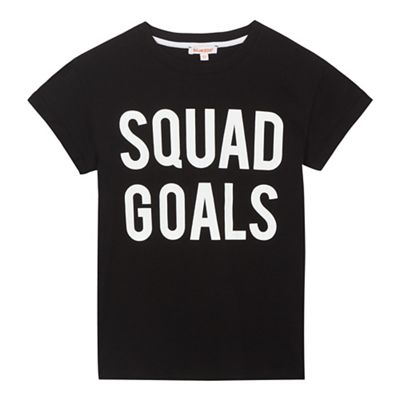 Girls' black 'Squad Goals' print t-shirt